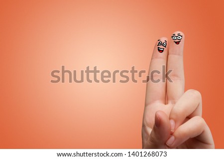 Smart looking fingers smiling and hugging
