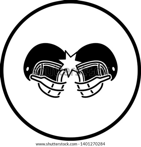 two football helmets colliding symbol
