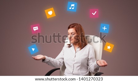Young person juggle with application icons