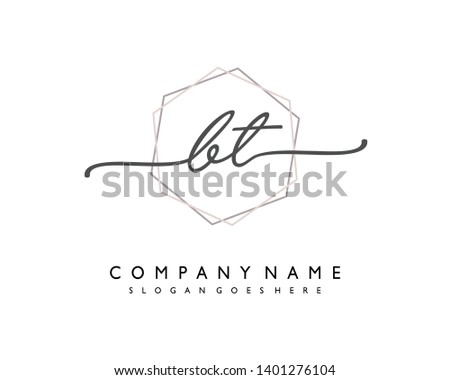 initials letter BT handwriting logo vector template