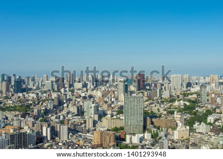 Landscape of Tokyo seen from a high rise building