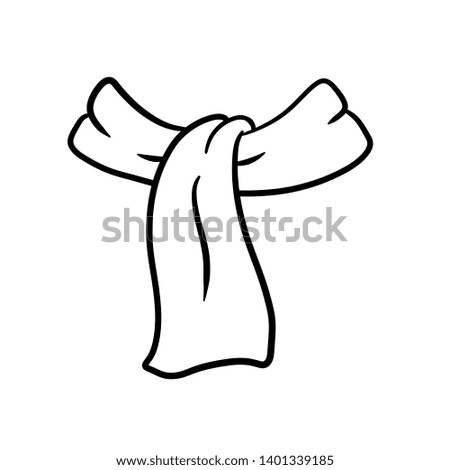 White scarf. Beautiful hand-drawn neckerchie. Item of women's clothing for the neck. Cartoon illustration