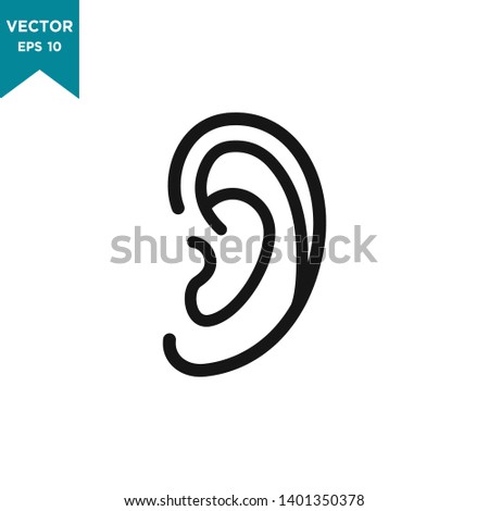 ear icon in trendy flat design, hearing vector icon 
