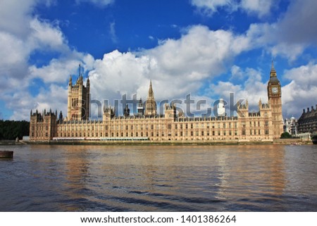 The building of British Parliament in London city, England