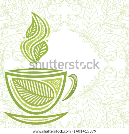 Green tea cup. Vector illustration