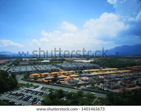 blue skies in town and shop Royalty-Free Stock Photo #1401463673