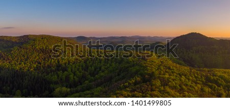 Panoramic view on the Palatinate Forest near Annweiler am Trifels in Germany.