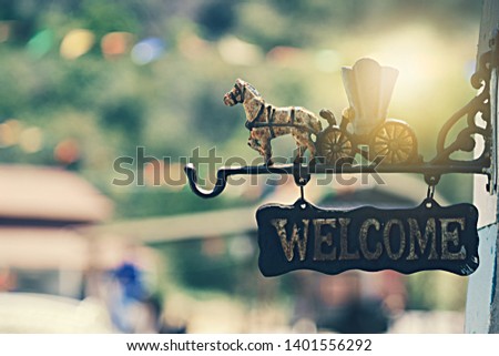 Vintage welcome sign at the park outdoor
