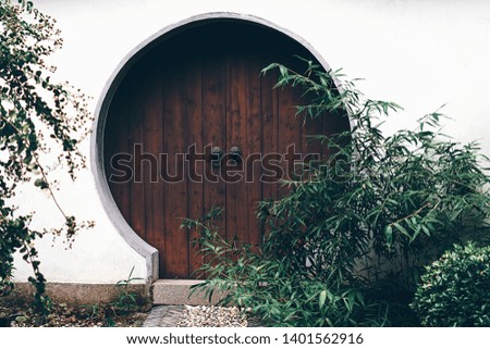Chinese traditional door and bamboo