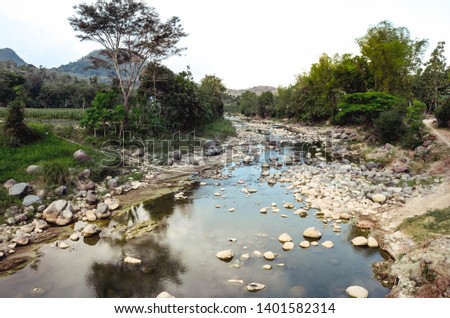 Beautiful rocky river in the village of biting, Ponorogo, East Java, Indonesia