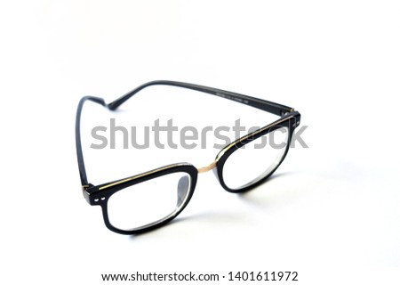 photos of black sunglasse with isolated background.