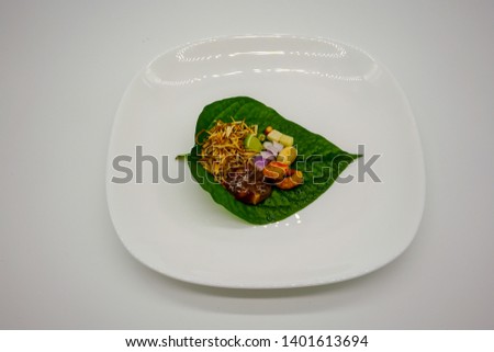 Thai traditional savory dessert. Food wrapped in leaves, A nutritious snack in Thailand.