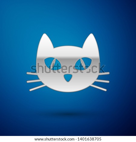 Silver Cat icon isolated on blue background. Vector Illustration