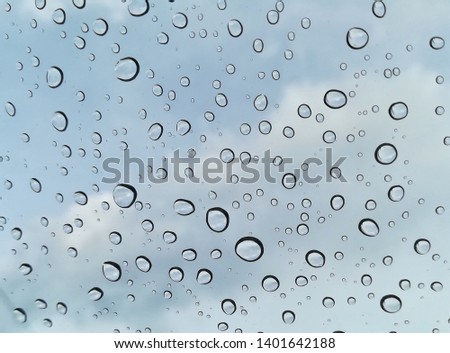 Rain Drops with blue sky background