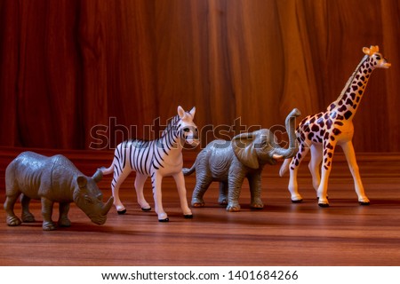 Toys animals for home decoration in open space 