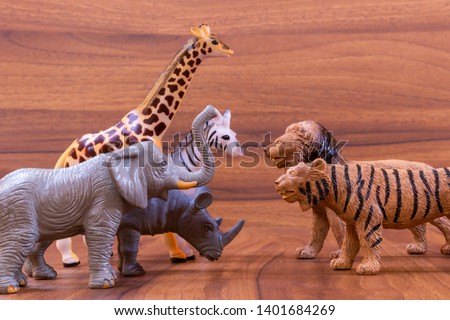 Toys animals for home decoration in open space 