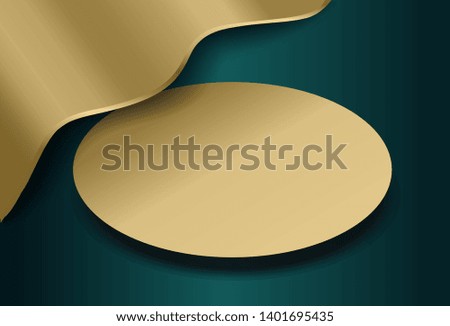 Vector of gold ellipse frame on dark green background