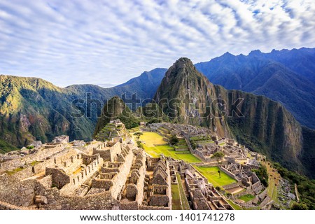Early Morning View of Machu Picchu Royalty-Free Stock Photo #1401741278