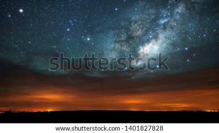 Photo of the starry sky at sunset