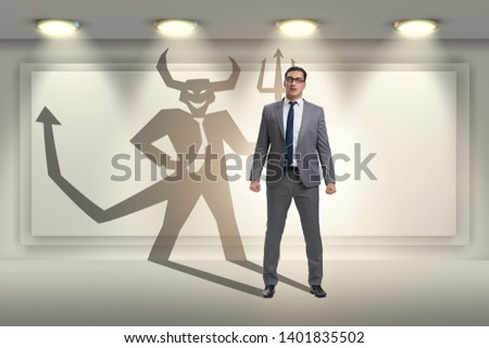 Devil hiding in the businessman - alter ego concept