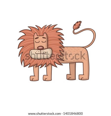 illustration of a cute cartoon lion on a white background