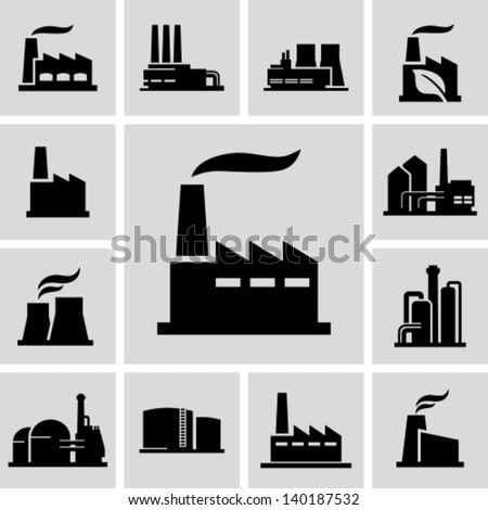 Factory icons Royalty-Free Stock Photo #140187532