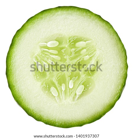 cucumber slice isolated on white background, clipping path, full depth of field Royalty-Free Stock Photo #1401937307