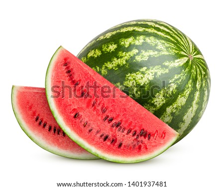 watermelon isolated on white background, clipping path, full depth of field Royalty-Free Stock Photo #1401937481