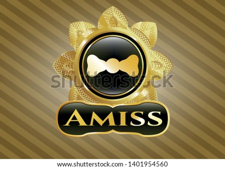  Shiny badge with bow tie icon and Amiss text inside