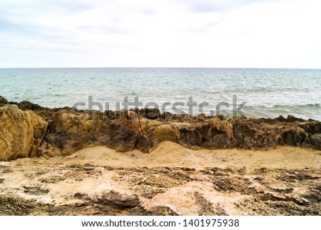 Landscapes of Eloro Beach in Noto, Sicily, Italy.