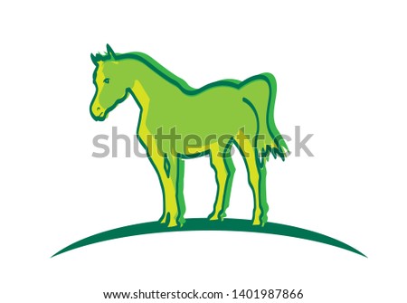 Arabian Horse in outline abstract style. Editable Clip Art.