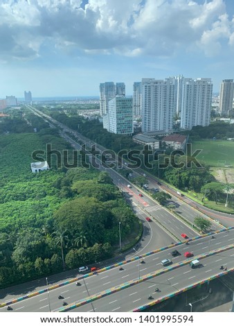 Top view road traffic in Jakarta
