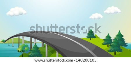 Illustration of a curve road connecting two mountains