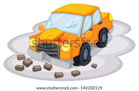 Illustration of a car accident on a white background