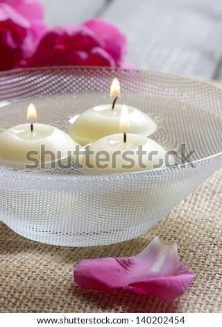 Floating candles in water