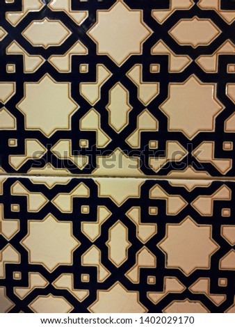 Vintage classic style black geometric line on beige color tiles
