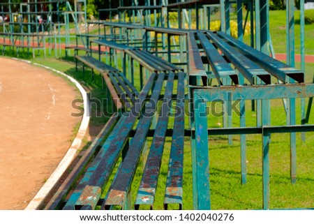 Sports stadium Stan outdoor running track and grass 