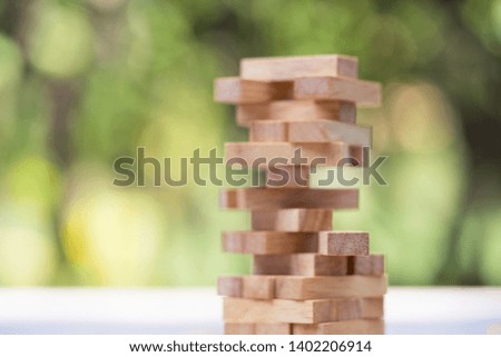 Wood blocks stack game, background. Concept of education, risk, development, and growth