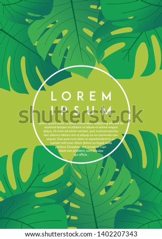 Tropical palm jungle abstract background. Colorful gradient design. shape banner. Vector illustration.