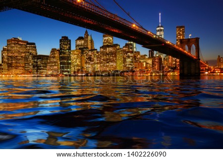 Manhattan Panoramic Photo at Sunset Blue Hours