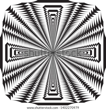 Arabesque pseudo tridimensional four side tower target structure illusion on transparent background arabesque graphic design