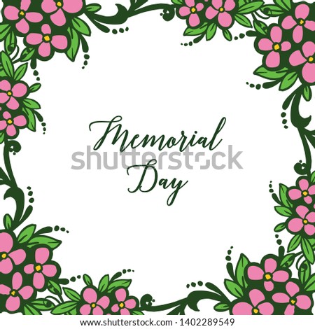 Vector illustration banner of memorial day with beauty of pink bouqet frame