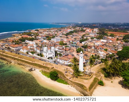 Galle Dutch Fort. Galle Fort, Sri Lanka, as seen from the air. Galle Fort in Bay of Galle on southwest coast of Sri Lanka. Aerial view Royalty-Free Stock Photo #1402375721