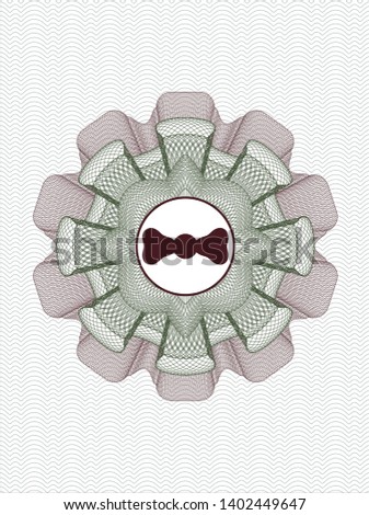 Green and Red money style rosette with bow tie icon inside