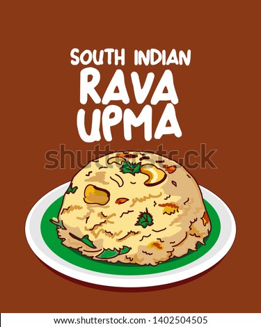 traditional south indian food rava upma vector illustration
