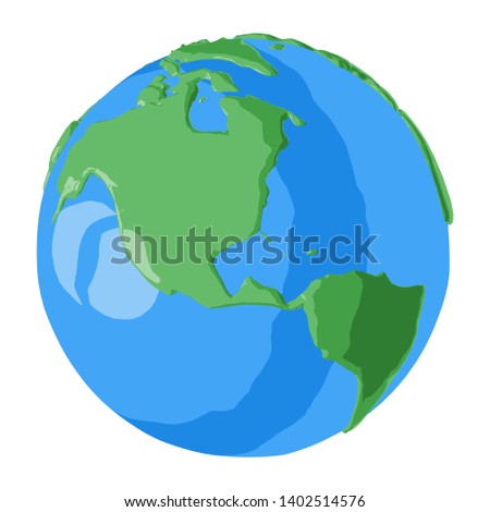 USA and Canada on western hemisphere of cartoon globe illustration for 3D poster or glossy icon
