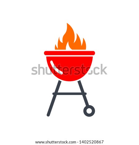 Red barbecue grill . BBQ clip art isolated on white background
