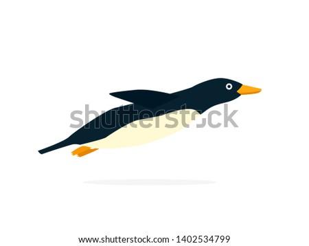 Flying penguin. Clipart image isolated on white background