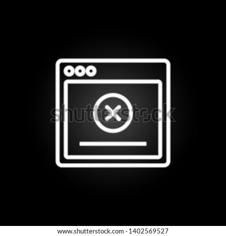 browser delete webpage neon icon. Elements of browser set. Simple icon for websites, web design, mobile app, info graphics