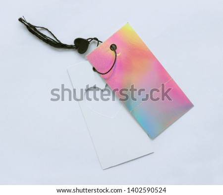 Shop label price tag isolate on white paper background with space for your message